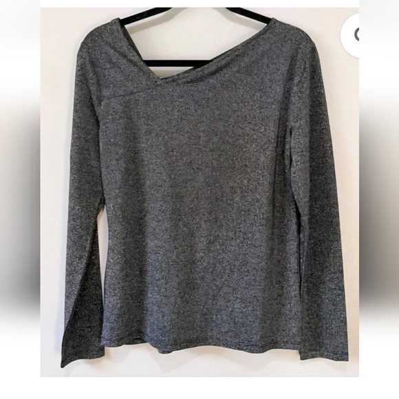 NINE WEST NWT Metallic Gray Long Sleeve Top Size XL (2) - Picture 2 of 11